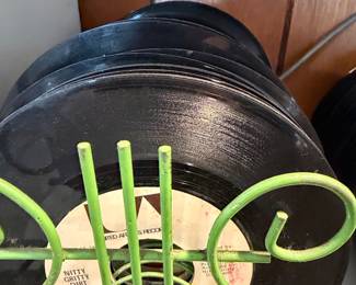 Vintage RPM Vinyl Record Collection with Wire Holder second image