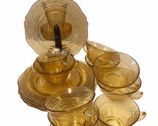 Federal Glass Madrid Amber Depression Glass Set