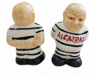 Vintage Alcatraz Prisoner Ceramic Salt and Pepper Shakers second image