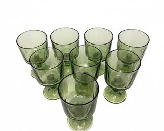 Vintage Hazel Atlas Lyric Avocado Green Goblets second image