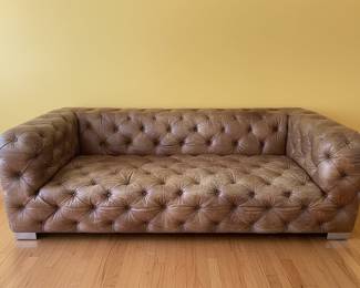 Leather Button Tufted Sofa