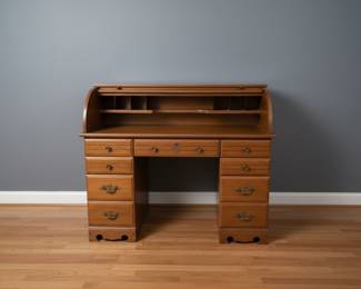 MidCentury Oak RollTop Desk second image