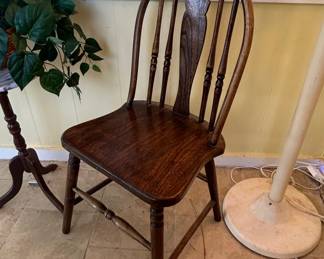 Vintage Oak Fiddleback Windsor Side Chair second image