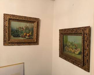 these prints in these matching antique frame in frames are a bit larger than they appear here in this picture, and the antique frames are in beautiful condition selling as a pair…it would be sad to separate them now!