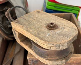 Vintage Wooden Pulley