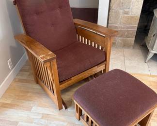 Oak Rocker & Foot Stool