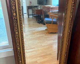 Large Antique Oak & Gilt Wall Mirror