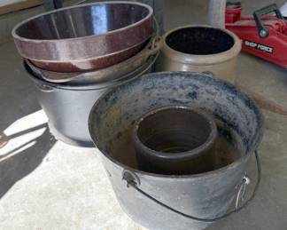 Antique Baking Dishes and Small Crocks