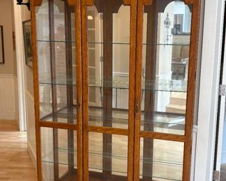 Large Curio Display Cabinet Lighted Oak
