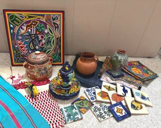 Huichol Yarn Painting Mexico Pottery  More