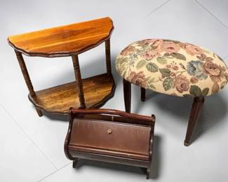 Sewing Box Occassional Table And Upholstered Stool
