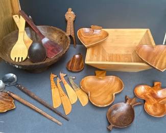 Wooden Bowls And Serving Utensils
