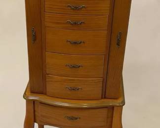 Oak Jewelry Armoire Standing Cabinet Chest