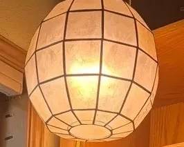 MidCentury 10Inch Capiz Shell Sphere Hanging Lamp  Hollywood Regency