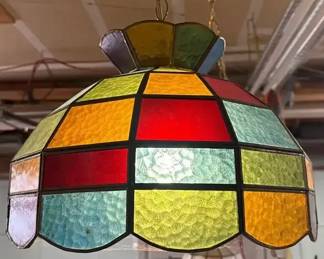 Vintage Stained Glass Swag Lamp