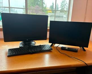 Small Insignia TV And HP Monitor