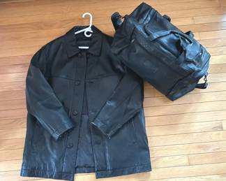 Liz Claiborne Lambskin Coat And Black Leather Duffel