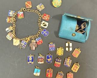 Vintage Heraldic French Charm Bracelet