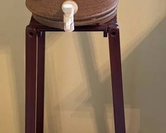 Ceramic Water CrockDispenser and Wood Stand