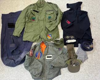 US Air Force Vietnam Era Field  Flight Jackets Dufflel Bag and Glasses