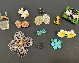 Floral Earrings And Pins