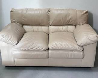 Taupe Leather Loveseat