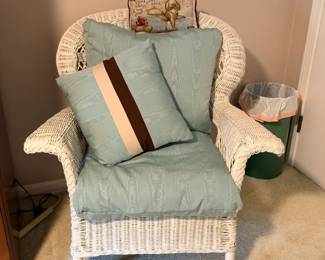 wicker chair, table to match
