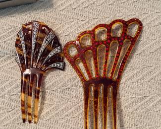 bakelite rhinestone hair combs