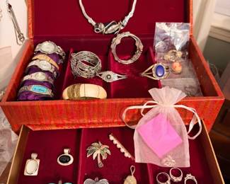 costume and some fine jewelry and accessories, women's clothes and coats, vintage handkerchiefs.