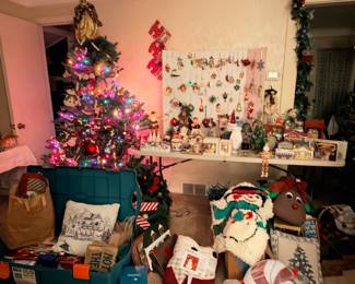 wrapping, handmade bows, wreaths, and more wreaths! Pillows