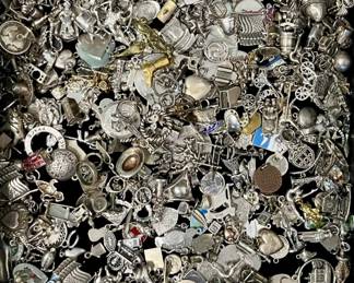 hundreds of vintage sterling charms