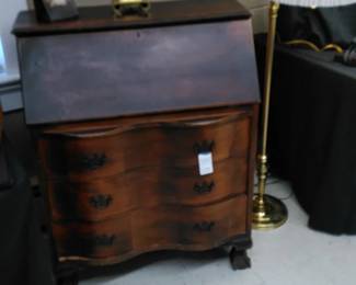 Drop Front Secretary, Brass Floor Lamp