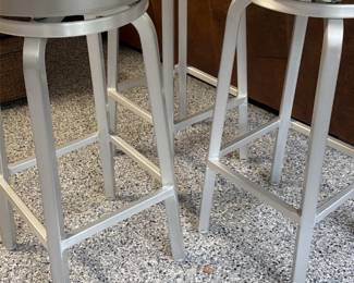 (3) Brushed Aluminum Bar Stools - H 30" X D 15" - $125