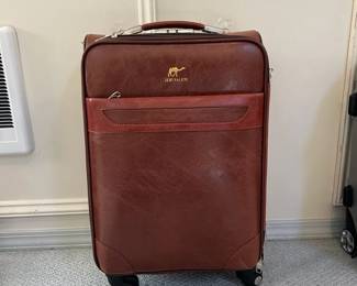 Jerusalem Brown LeatherLike Rolling CarryOn Suitcase
