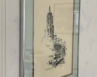 Framed 18 X 20 Montlake Bridge Signed Hal Mige