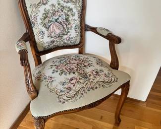 Vintage French Louis XV Style Tapestry Chair