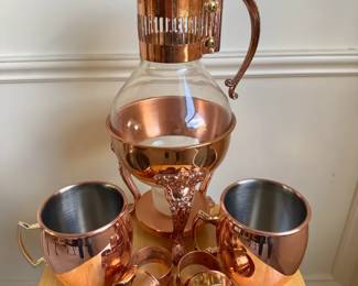 Copper Coffee Charger With Napkin Rings Moscow Mule Mugs
