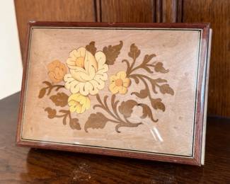 Italian Wood Inlay Musical Jewelry Box