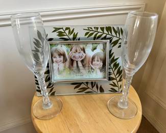 Lenox Photo Frame With Pair Of Champagne Flutes