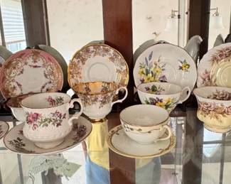 Variety Of Tea Cups Saucers