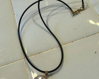 Murano Glass Sterling Silver Pendant With Chord Necklace