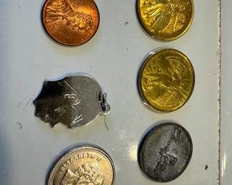 Sterling Silver Pendant With Miscellaneous Coins