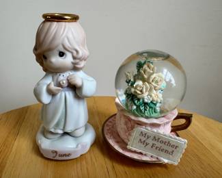 Precious Moments Angel Figurine With Snow Globe