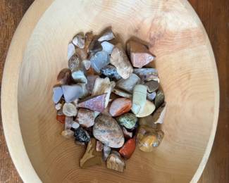 Wood Bowl Of Polished Rocks