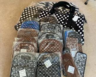 Large Lot Of Deb Essentials Fabric Bags Tote Bags Handle Covers