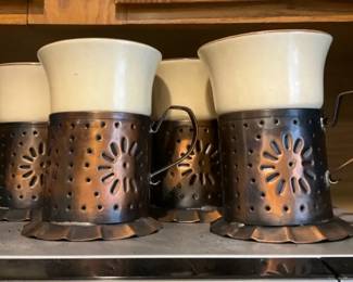 Vintage Pfaltzgraff Village Copper Holder Mugs