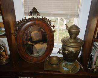 Antique mirror and samovar