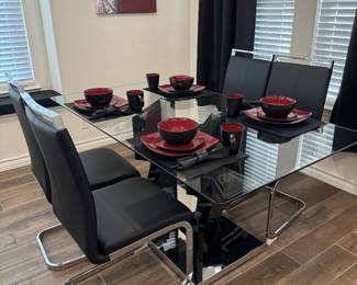 Glass Dining Table & 4 Chairs $230