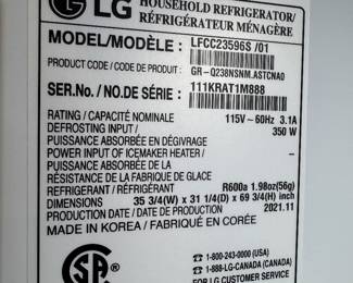 LG Refrigerator Information