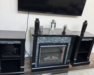 Electric fireplace is 3-pieces